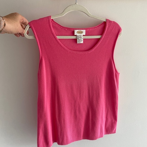 Talbots pink, mostly cotton soft sweater tank top. Size XL. Sleeveless. - Picture 7 of 9